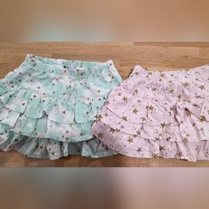 Topia Girls Mint & Light Pink Ruffle Skirts with Gold Stars